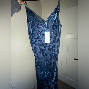 Vici Velvet Floral Blue Dress